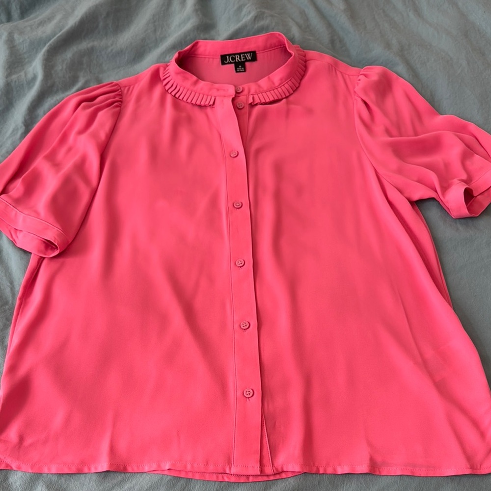 J Crew pink shirt sleeve button down size M